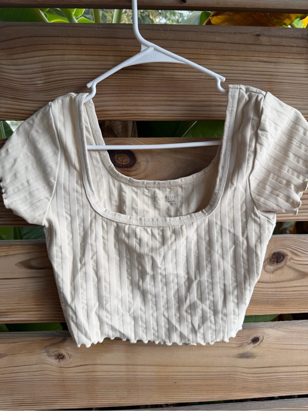 Offline Cream Ribbed Square-Neck Crop Top - Women